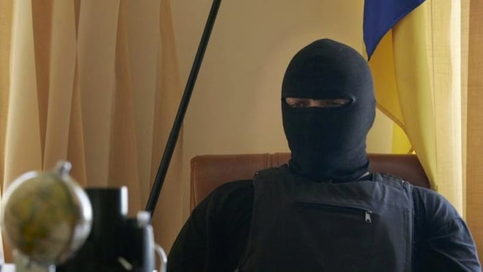Semyon Semyonchenko, chef de bataillon Ukrainien Nazi du Donbass, lors d'une interview.